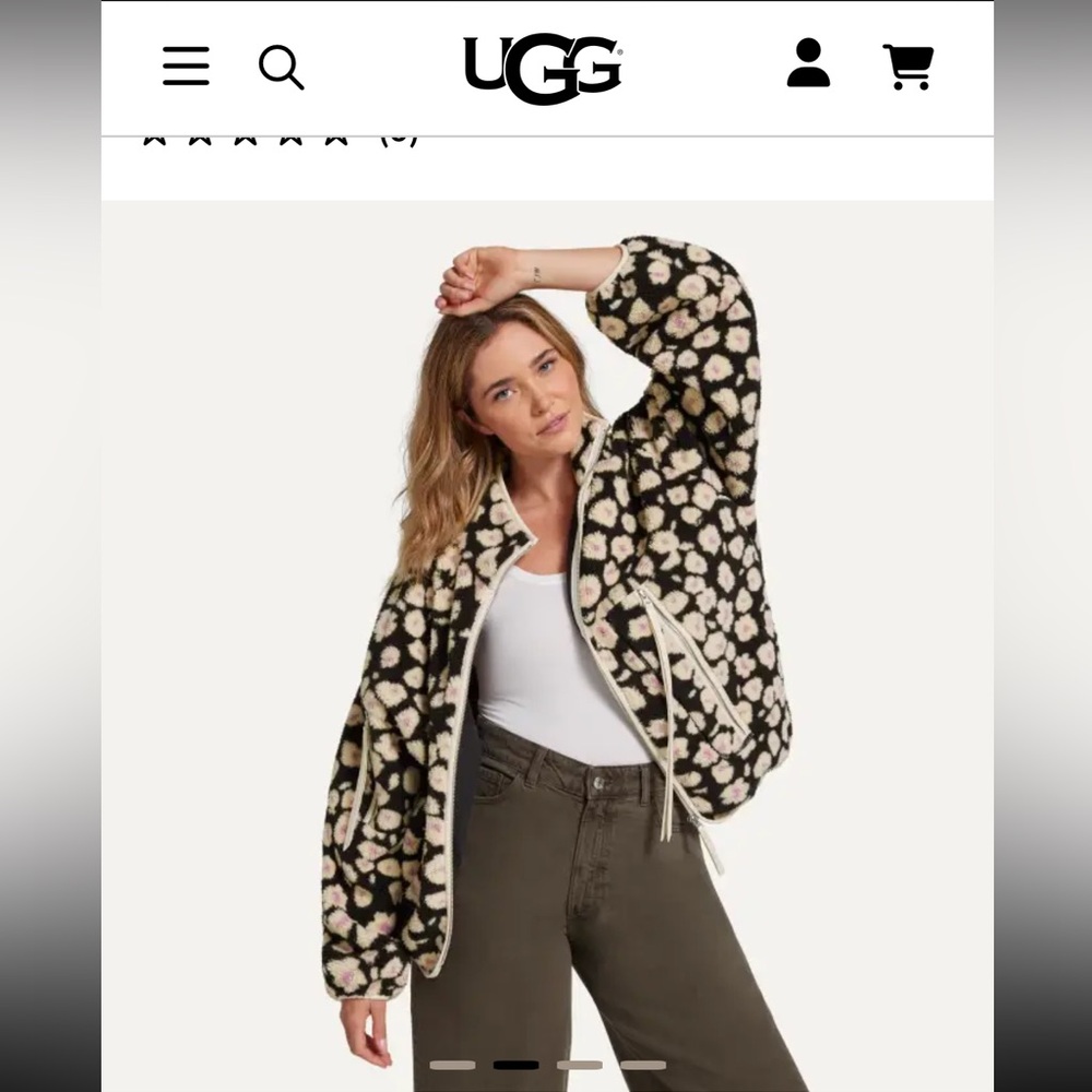 NWT UGG Marlene Sherpa Jacket Black Hibiscus UGGfluff Size S